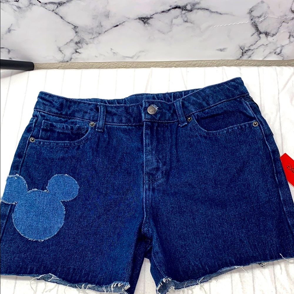 Forever 21 Women's Disney Mickey Mouse Denim Bermuda Shorts in Dark Denim, 13/14 - Picture 4 of 10
